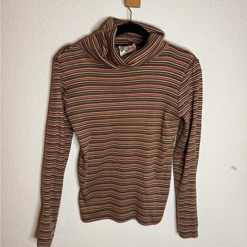 Vintage Kickers Multicolor Striped Cowl Neck Sweater